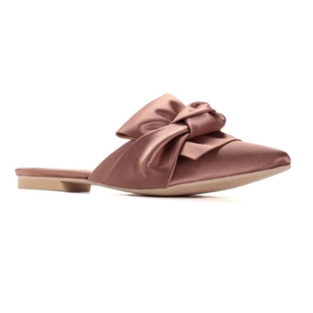LAST ONE! Nina | Satin Bow Slip On Flat Mules - Picture 4 of 4